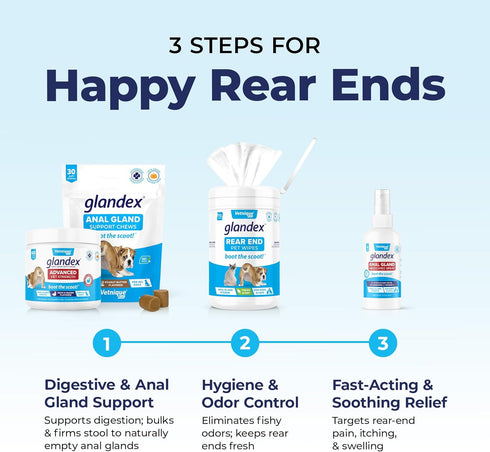 Vetnique Labs Glandex Medicated Dog Anal Gland Spray - Pain Relieving & Anti-Itch Formula to Soothe Inflamed Anal Glands in Dogs & Cats - Fast Act...