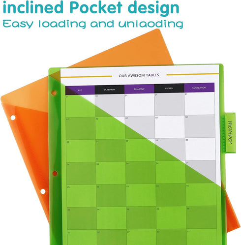 Plastic Binder Dividers with One Front Pocket and Tab Binder Divider for 3 Ring Binder, Multicolor, 10 Pack...