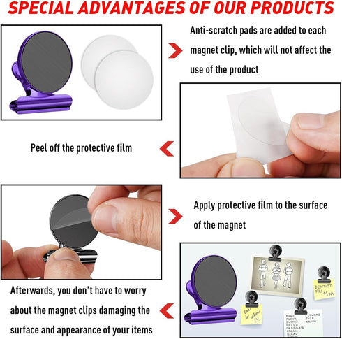 FINDMAG 12 Pack Strong Magnetic Clips Heavy Duty, Whiteboard Magnets Clips, Strong Fridge Magnetic Clips, Refrigerator Magnets Scratch Free Magnet...