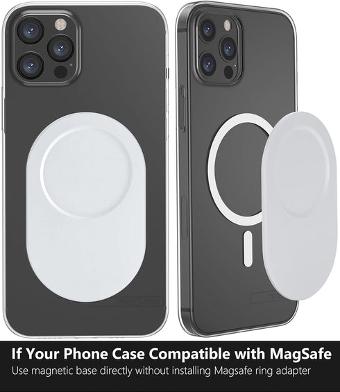 metisinno Magnetic Base Plus Compatible with PopSocket Phone Grips, Magnetic Phone Accessories for MagSafe, Ring Adapters for MagSafe Included, Wh...