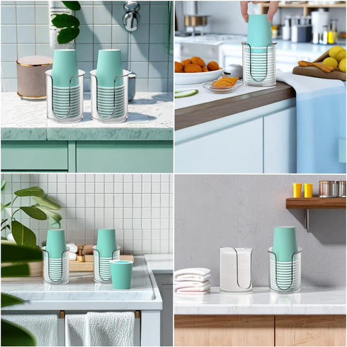 Bathroom Cup Dispenser 5 oz Countertop,2 Pack Mouthwash Cup Holder for Bathroom,PC Small Disposable Cup Holder for 5oz Paper Cups and Mouthwash Cu...