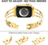 Surace Gold Apple Watch Bands 45mm for Women Series 9 8 7, Bling Diamond Rhinestone Link Bracelet with 2 in 1 Waterproof Bling Case Lace Edge Diam...