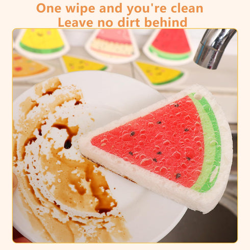 All-Purpose Scrubbing Sponges, Heavy Duty, Cellulose, Cleans Hard Surfaces in Kitchen and Bathroom (Triangle 4 Pack)...