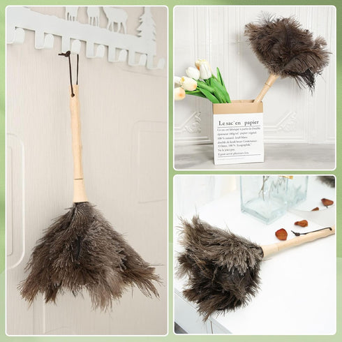 Ostrich Feather Duster, 16-Inch, 2-Pack, Reusable Design for Effortless Cleaning of Delicate Items, Antiques, Electronics, and More – Ideal for Ho...