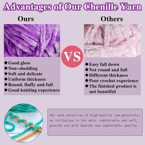 4 PCS 400g Soft Chenille Yarn Velvet Yarn for Crocheting,Fluffy Yarn for Knitting and Crochet DIY Craft,Warm Yarn for Blanket Bag Hat Scarve Cloth...