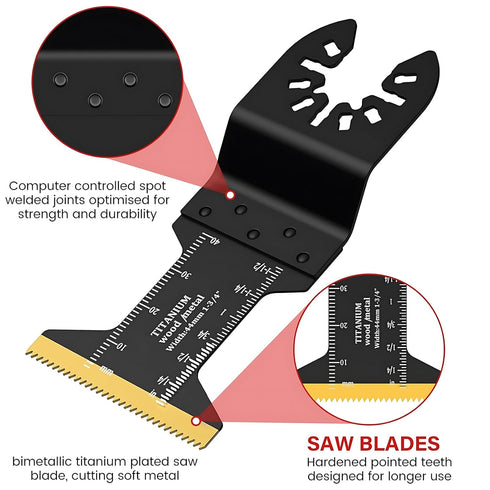 5pcs Titanium Oscillating Tool Blades for Metal Nails Hard Material and Wood Plastic - Multitool Blades Fit Dewalt Bosch Worx Milwaukee Ryobi...