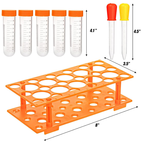 ZENFUN 12 Pieces Jumbo Test Tubes with Stand, Plastic Test Tubes for Primary Science, 5 Pieces Jumbo Test Tubes, 6 Pieces Liquid Droppers Silicone...