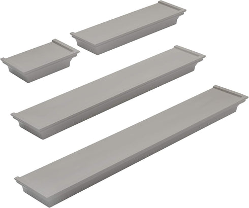 Melannco Floating Wall Shelves for Bedroom, Living Room, Bathroom, Kitchen, Nursery, Set of 4, Gray, 4 Count...