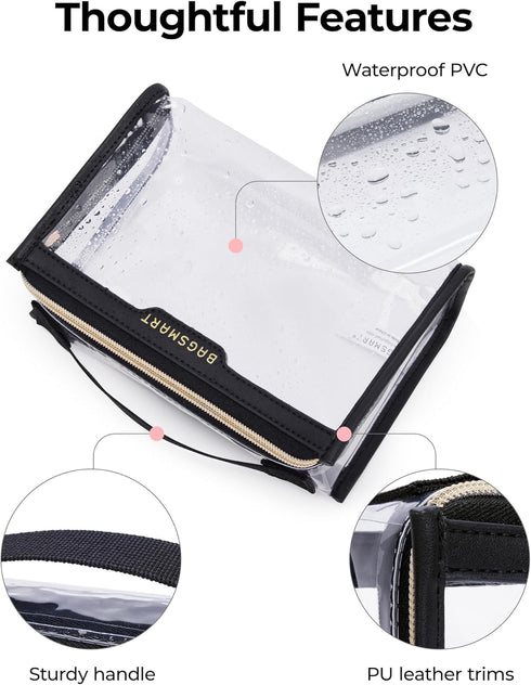 BAGSMART TSA Approved Toiletry Bag, Clear Travel Toiletry Bag, Makeup Cosmetic Pouch Bag for Women Men Carry on Airport Airline Quart Size Complia...