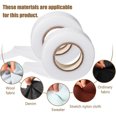 Outus 2 Rolls Fabric Fusing Tape Adhesive Hem Tape Iron on Tape Each 1/2 Inch (White,27 Yards Each)...