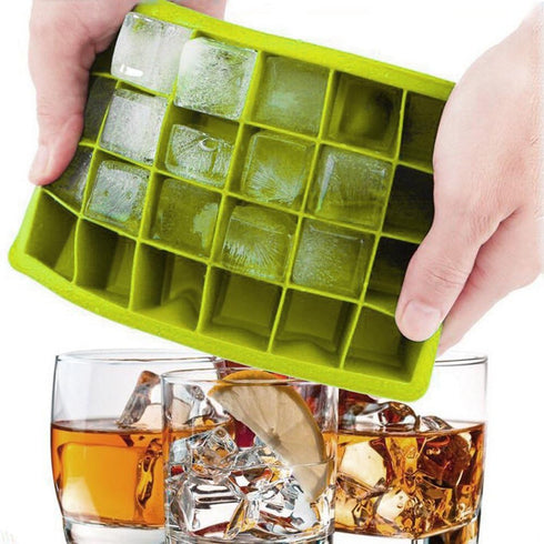 Ice Cube Tray, Silicone Square Ice Trays Easy Release Stackable Ice Cube Mold with Removable Lid, 24 Cavity (2 Pack, Green)...