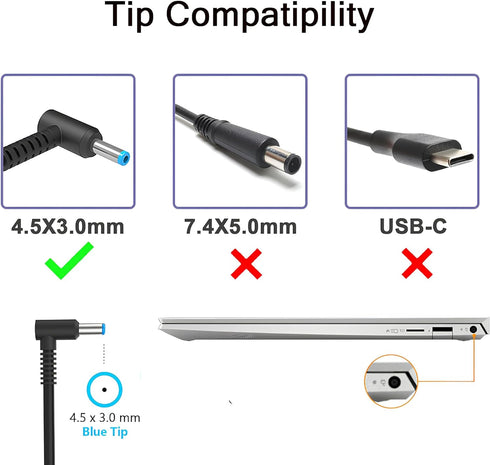 45W Charger Fit for HP Chromebook 14 15 Notebook 15 HP Stream 11 13 14 HP model 15 HP Stream Series TPN-LA15 741727-001 19.5V 2.31A Laptop Power A...