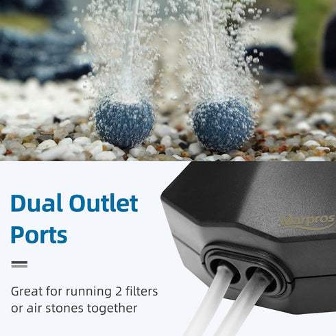 Aquarium Air Pump,Marpros Air Pump for Fish Tank 2 Outlet,Adjustable air bubbler for Fish Tank,Super Quiet Oxygen Pump for Aaquarium 20 to 40 Gall...