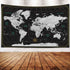 CAPSCEOLL World Map Tapestry Wall Hanging Black White Large Map Tapestry Home Décor for Bedroom 92.5X70.9 Inch...