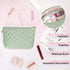Makeup Bag for Purse Zipper Cosmetic Bag for Women Pouch Travel Eco Vegan Leather Make Up Organizer for Toiletry Bag Water Resistant Gift Idea, Gr...