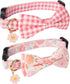 ADOGGYGO Pink Floral Dog Collar with Bow, Adjustable Pink Plaid Dog Collars with Removable Bowtie Pet Pink Flower Collars for Small Medium Large G...