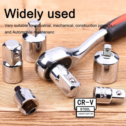 6 Piece Socket Adapter and Reducer Set, 1/4", 3/8", 1/2" Chrome Vanadium Steel Ratchet/Socket Extension/Conversion Kit for Automotive Maintenance...