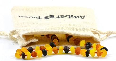 RAW Baltic Amber Necklace and Amber Bracelet - Natural Amber from Baltic Region, Genuine Amber (13in. and 5.5in.)...