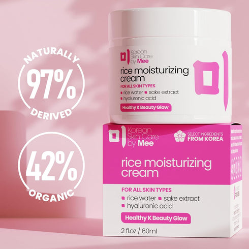 Rice Cream Moisturizer for Face - 42% Organic & 97% Natural With Sake Extract + Hyaluronic Acid - K Beauty Skincare 2oz...