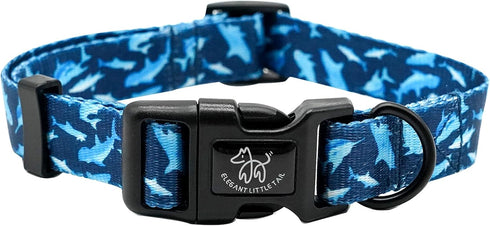 Elegant little tail Dog Collar, Pet Collar Adjustable Collar for Small Medium Large Dogs Soft Puppy Collars with Quick Release Buckle Shark Print ...