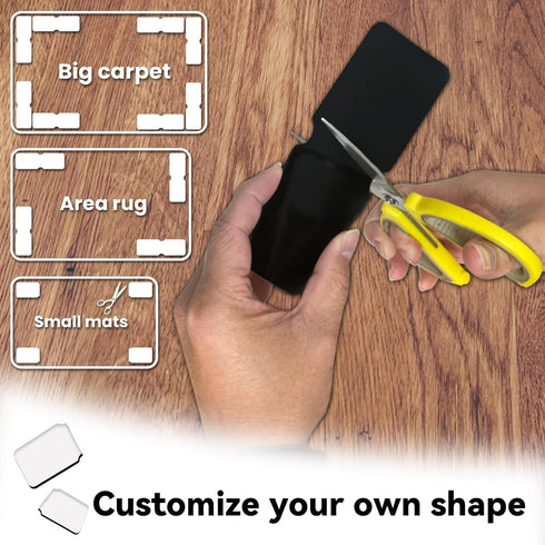 Rug Carpet Non Slip Grippers, Reusable and Washable Double Sided Carpet Tape Pads, Strong Adhesive Grippers for Area Rugs, Keep Corners Flat, No D...