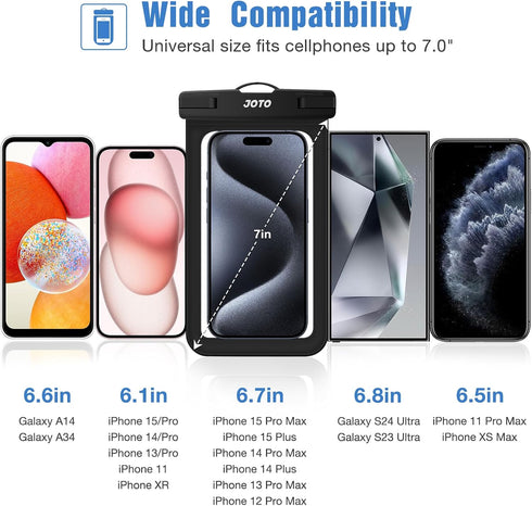 JOTO Waterproof Phone Pouch IPX8 Universal Waterproof Case Dry Bag Phone Protector for iPhone 15 14 13 12 11 Pro Max Plus XS XR X 8 Galaxy S23 S22...