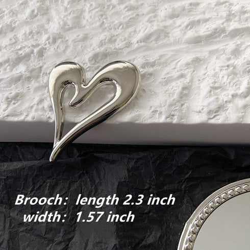 Brooch Pins Heart Silver Cute Lapel Hijab Brooches for Women Fashion Jewelry Gift...