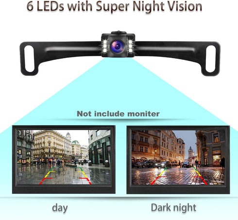 GLK Car Backup Camera HD Rear View Camera License Plate Backup Camera with Wide View Angle 6 LED Night Vision Waterproof Front & Back up Camera, G...