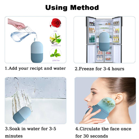 Ice Face Roller, Reusable Silicone Mold Face Massage Eye Facial Beauty Skin Care Tools Apply Ice for Shrink Pores Anti Wrinkle Reduce Puffiness Im...