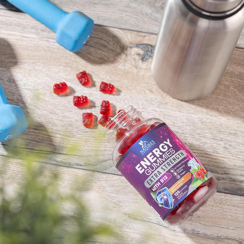 Energy Gummies Vitamin B12, Green Tea & Natural Caffeine Support, Extra Strength 1000 mcg Daily Energy Vitamins, Delicious Berry Flavor Gummy Chew...