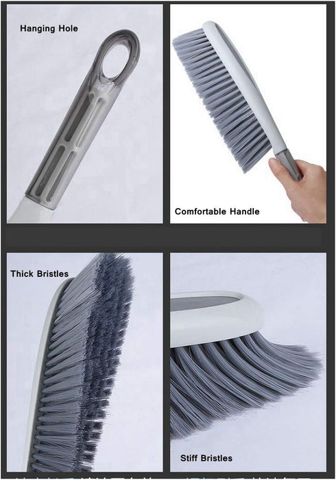 Tian Chen Hand Broom, 14 inch Large Counter Duster, Slightly Stiff Plastic Bristle Brush with Long Handle, Sweep for Furniture, Floor, Bench, Carp...