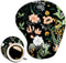 Ergonomic Mouse Pad with Wrist Support, Cute Mouse Pads with Non-Slip PU Base for Home Office Working Studying Easy Typing & Pain Relief Black Flo...