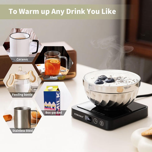 VOBAGA Mug Warmer, Coffee Cup Warmer for Office Home Desk with 5 Temperature Settings, Candle Warmer & Beverage Warmer with Digital Display Auto S...