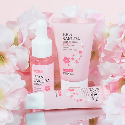 Skin Care Set JAPAN SAKURA Women Beauty Gift Sets Skin Care Kit with Serum, Eye Cream, Face Cream Travel Kit for Women Wife Mom Teen Girls TSA-fri...