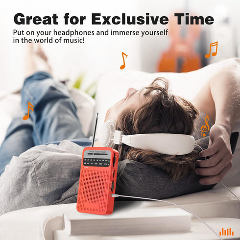 Portable Radio AM FM, Goodes Transistor Radio with Loud Speaker, Headphone Jack, 2AA Battery Operated Radio for Long Range Reception, Pocket Radio...