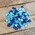 200 Pcs Handmade Mulberry Paper Stephania Venosa Flowers Petals 15x15 mm Scrapbooking Wedding DIY Craft Supplies Card Artificial Flowers (Blue Ton...