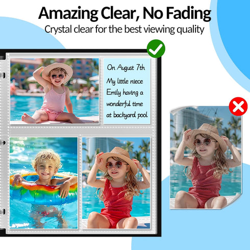 35 Pack 4x6 Photo Sleeves for 3 Ring Binder-for 210 Photos, Clear Photo Album Refill Pages, Acid Free Plastic Archival Photo Protector Sleeves, Ph...