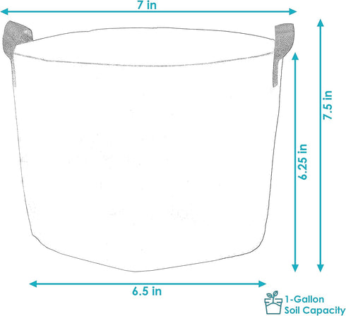 Sunnydaze 1-Pack of 1-Gallon Garden Grow Bags for Vegetables - 300 GSM Nonwoven Polypropylene Felt Fabric Flower Pots and Planters with Handles - ...