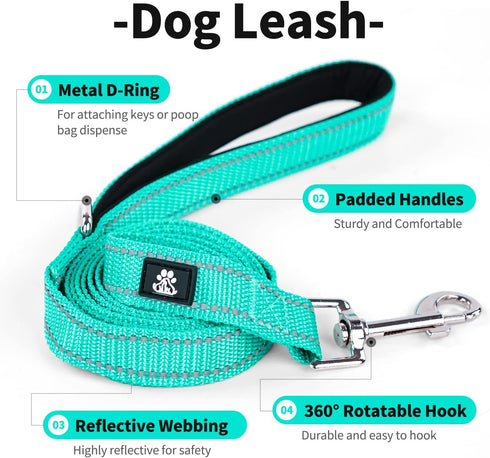 IVY&LANE 2 Pack Reflective Dog Collars and Leashs Set,Adjustable Neoprene Padded Dog Collars for Puppy, Breathable Nylon Pet Collar for Small Medi...