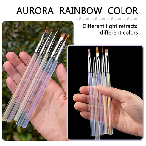 BQAN 5pc Nail Art Brushes Nail Ombre Brush Nail Design Painting Brushes UV Gel Nail Brush Professional Nail Art Design Brushes set...