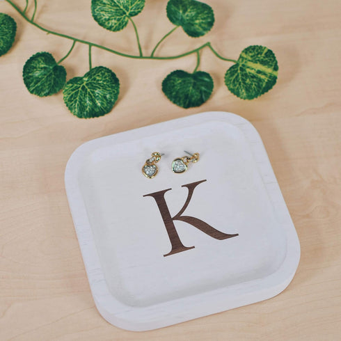 I'm Solid Wood Personalized Initial Letter Jewelry Display Tray Decorative Trinket Dish Gifts For Rings Earrings Necklaces Bracelet Watch Holder (...