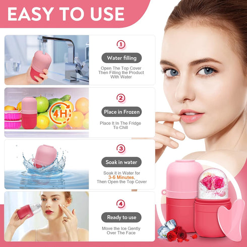 AURUZA Ice Face Roller and Gua Sha Set, Ice Roller for Face & Eye Puffiness Relief Beauty Facial Rollers Mold Icing Massage Skin Care Tools for Br...