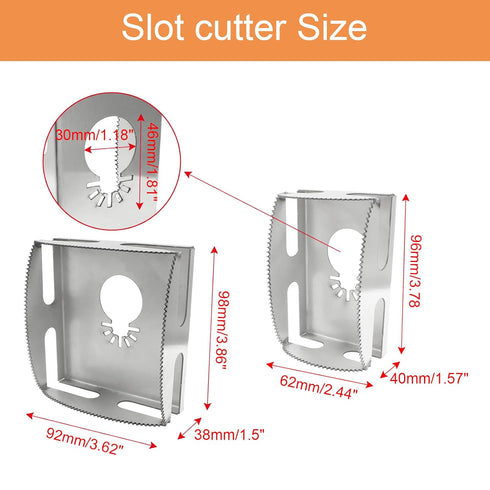 Square Slot Cutter, 2 Pcs Stainless Steel Outlet Cutout Multi-Tools Carving One Step in Place Oscillating Milling Cutter for Drywall/Plastic Metal...