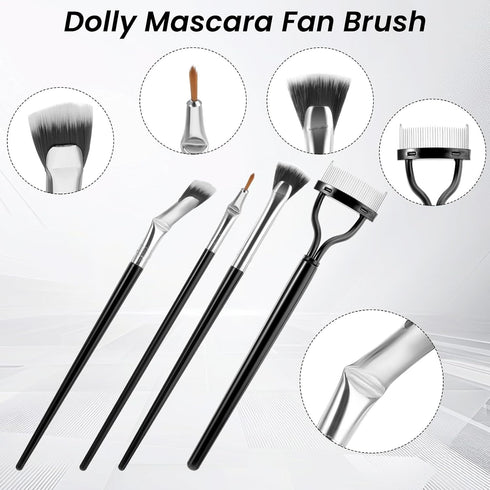 simarro 4Pcs Eyelash Brush Makeup Brush Set, Angle Brush Fan Angle Brush Straight Brush Steel Ruler Comb for Natural Lifted Eyelash Separator Eyeb...