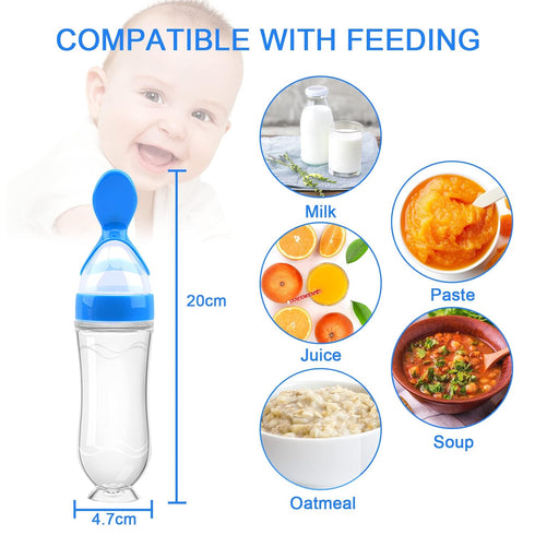 Food Feeder Baby Fruit Feeder Pacifier (3 Pcs) with 6 Different Sized Silicone Pacifiers 2 PCS Silicone Baby Food Dispensing Spoon 90ML with 2 Bab...