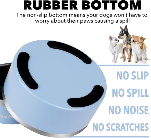 PetPrime Stainless Steel Slow Feeder Dog Bowls Non Slip Spill Proof Metal Slow Eating Dringking Weighted Bowl Cats Pet Food Water Dish Feeding for...