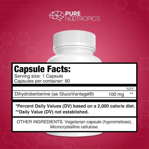 Dihydroberberine (GlucoVantage) 100 mg, 90 capsules | Super Berberine Supplement...