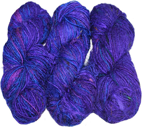 Premium Recycled Sari Silk Yarn - Blue shade - 160 Yards......