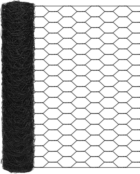 Garden Poultry Black Chicken Wire - 13.7 '' × 157 '' Chicken Wire for Crafts, Garden Fence Animal Barrier, 1 inch Mesh Poultry Netting Fence, Pet/...