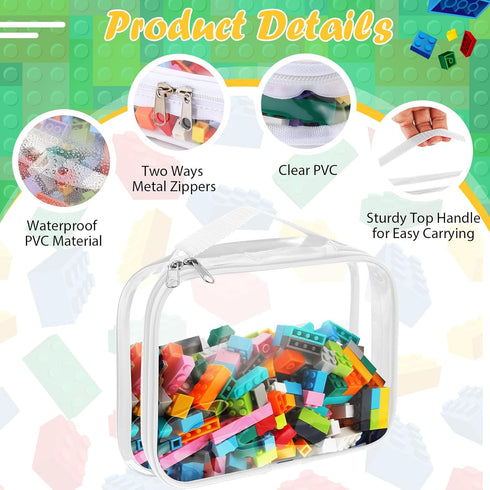 Sanwuta 3 Packs Toy Storage Bags with Zipper, Clear PVC Organizing Bags, Waterproof Toy Bags for Board Games, Building Blocks, Toys and Kids Books...